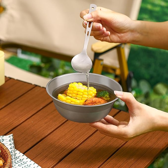 Pure Titanium Camping Bowl 2 Pieces 5.5 inch Soup Bowl for Backpacking Outdoor Hiking
