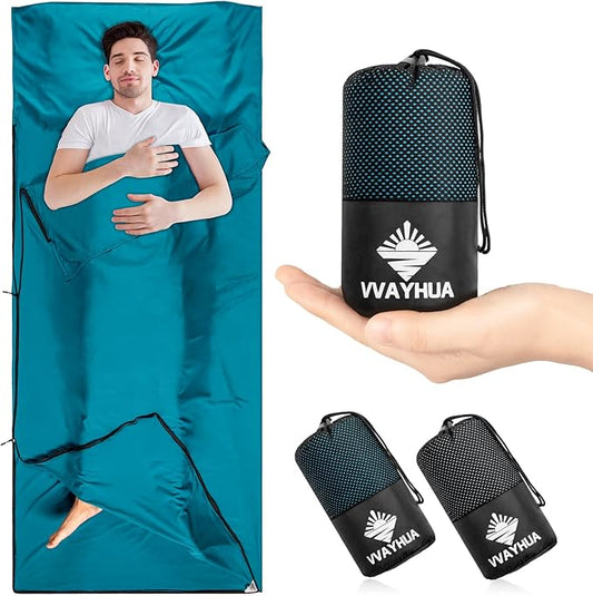 Sleeping Bag Liner, 9.5oz Ultralight Satin Travel Sheets for Hotel with Two Way Zippers, Silky Camping Sheets & Adult Sleep Sack for Backpacking Hiking Business Trips