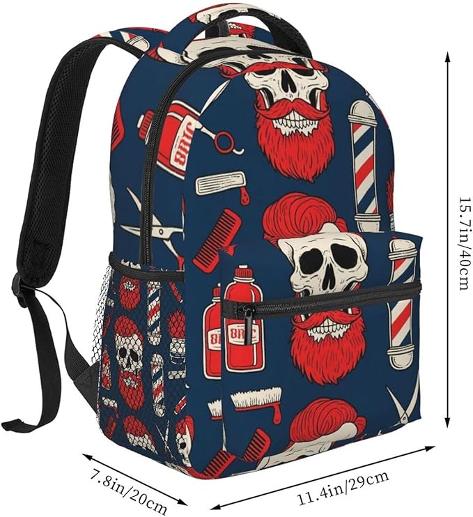 Men Women Polyester Vintage Barber Shop Tools Casual Daypack Large Capacity Carry On Bag With Adjustable Shoulder Straps for Camping Work Running