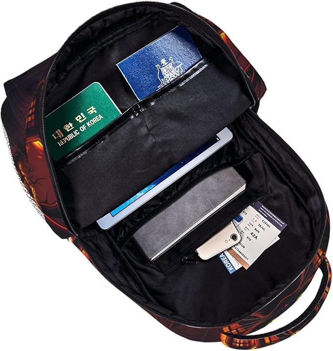 Daypack Backpack Multipurpose Anti-Theft Large Capacity Bookbag, Black Cat Witch Hat Old House Night Art Travel Hiking Camping Rucksack With Adjustable Shoulder Straps