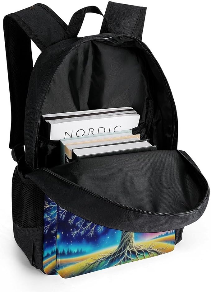 Supdreamc Daypack Backpack Multipurpose Anti-Theft Large Capacity Bookbag, Mystery Tree Of Life Fantasy Planet Art Travel Hiking Camping Rucksack With Adjustable Shoulder Straps