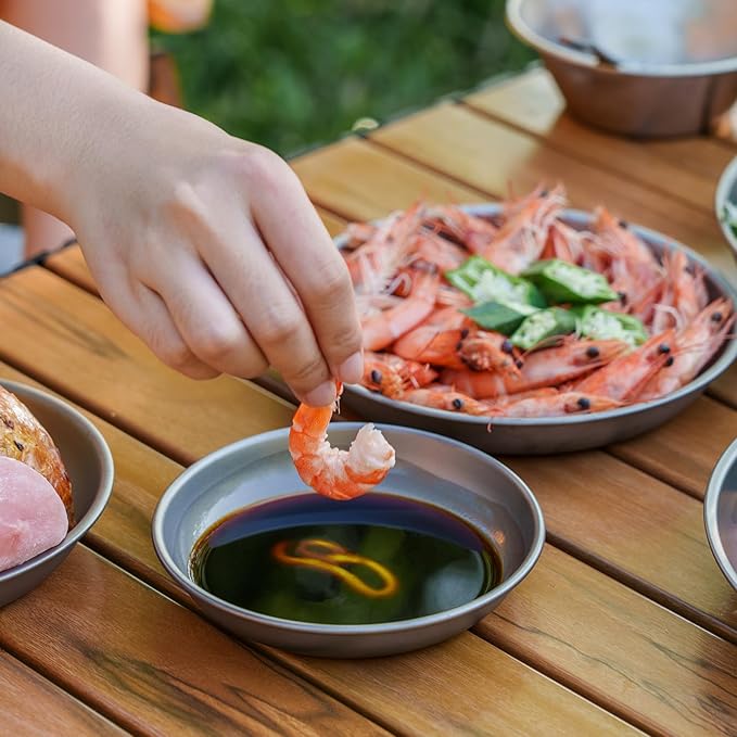 Boundless Voyage Titanium Camping Plate Dishes Saucer Lightweight Round Dinnerware Set Stackable Serving Plates Pasta Plates Travel Outdoor Home Kitchen Tableware Set Ti1115T