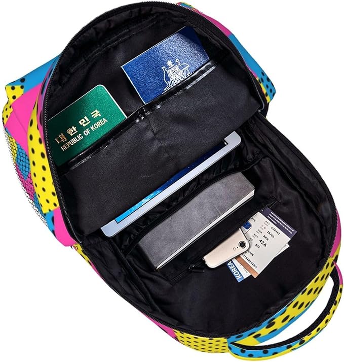 Men Women Lightweight Abstract Vintage Geometric Pattern Daypack Bookbag Big Capacity Carry On Bag With Side Pockets for Camping Travel Bicycle