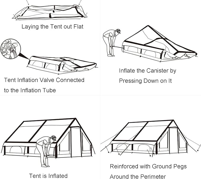 GeRRiT Inflatable Camping Tent with Pump, Large Outdoor Yurt Tents for Camping Waterproof Easy Setup - Canvas Hot Tents 4-8 Person Air Blow Up Tent Cabin - 4 Season Family Glamping Tents