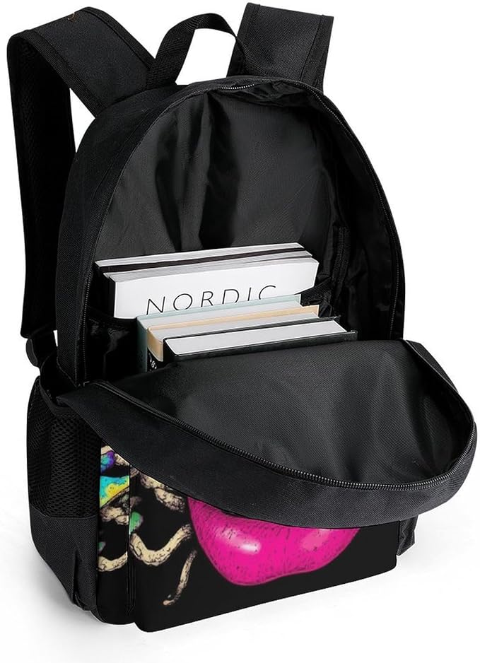 Men Women Lightweight Trippy Mushroom Lip Art Casual Daypack Big Capacity Bookbag With Padded Straps for Gym Travel Walking Cycling