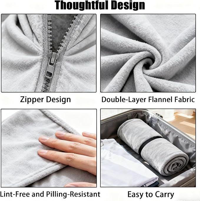 SNZ Cozy Wearable Blanket for Women & Men - 60"x33" Fleece Poncho, Warm Office Chair Lap Blanket, Travel, Camping & Home Wrap - Comfy Poncho Throw - Gift for Mom, Elderly