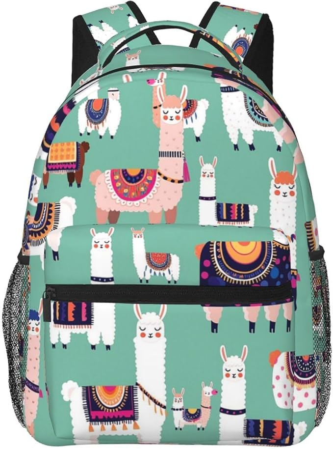 Rucksacks Lightweight Multipurpose Anti-Theft Alpaca Llama Animal Shoulder Bag Big Capacity Traveling Camping Backpack With Side Pockets