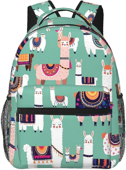 Rucksacks Lightweight Multipurpose Anti-Theft Alpaca Llama Animal Shoulder Bag Big Capacity Traveling Camping Backpack With Side Pockets