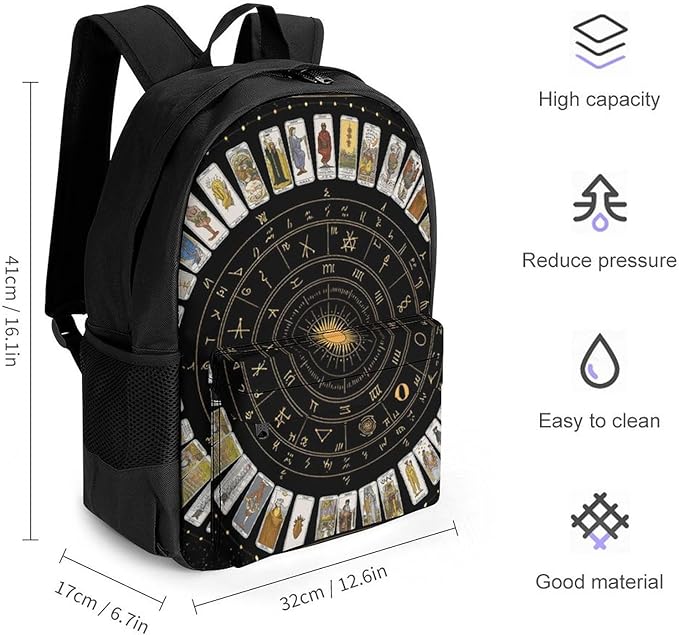 Supdreamc Daypack Polyester Anti-Theft Multipurpose Astrology Tarot Original Art Bookbag Big Capacity Gym Outdoor Hiking Backpack With Adjustable Shoulder Straps