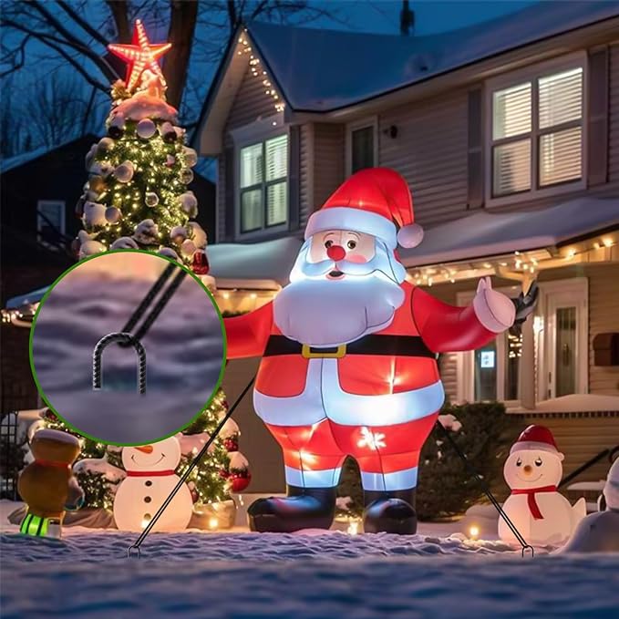 AAGUT 24Inch Rebar Stakes 20Pcs Heavy Duty 1/2 Inch J Hook Fence Anchors Curved Steel Garden Stake Yard Spikes with Sharp End for Camping Tent,Black Powder Coated