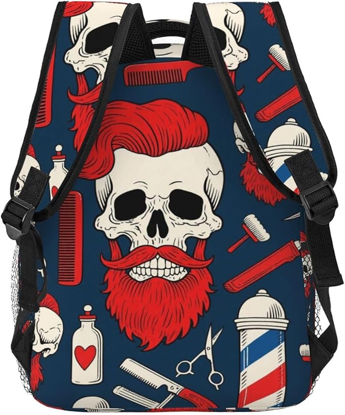 Adults Lightweight Vintage Barber Shop Tools Shoulder Book Bags Big Capacity Shoulder Bag With Adjustable Shoulder Straps for Trekking Work Walking Cycling