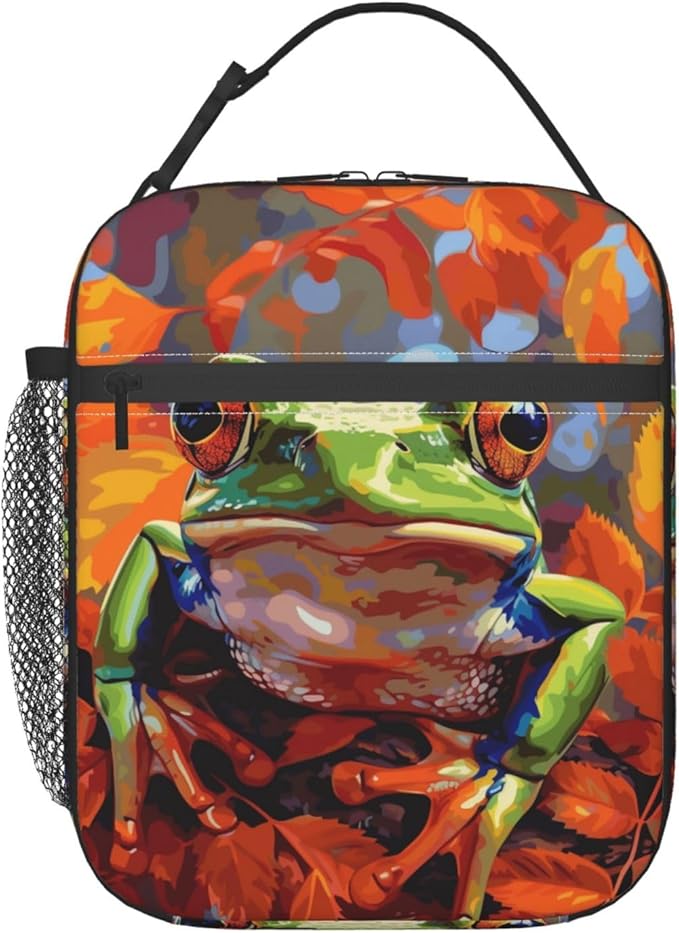 Frog Insulated Lunch Box for Women Men Frog Lunch Bag for Work,Picnic,Travel,Hiking,Beach or Fishing Polyester