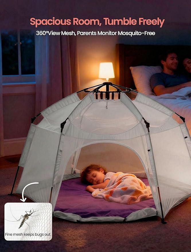 Porayhut Large Pop Up Play Tent for Kids, 78" Instant Toddler Playhouse with Removable Floor & UV50+ Sun Shade, 360° Mesh Mosquito-Free Tent for Indoor Outdoor Beach Backyard, Fits 4 Kids