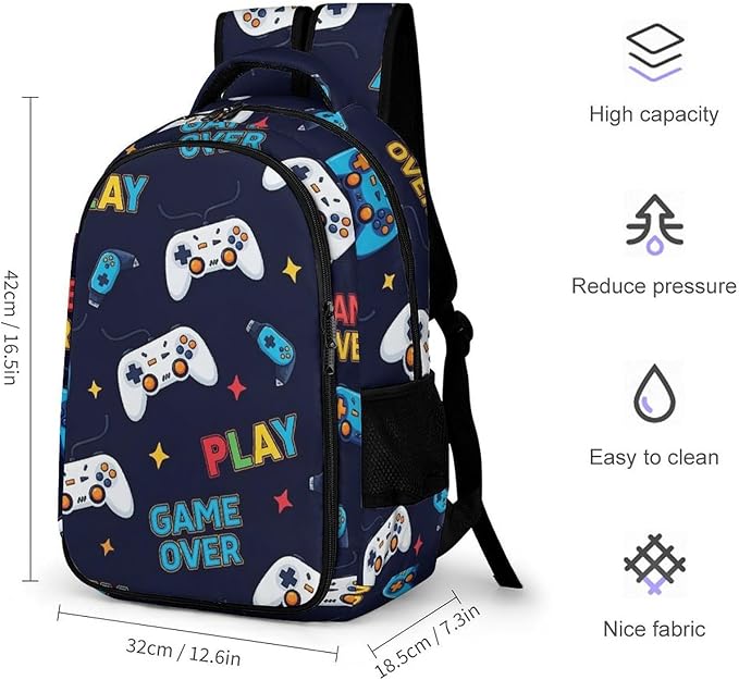 Hiking Travel Backpack Video Games Weapon Game over Play for Men Women, Waterproof Anti Theft Laptop Rucksack with Multi Compartments for Outdoor Sports