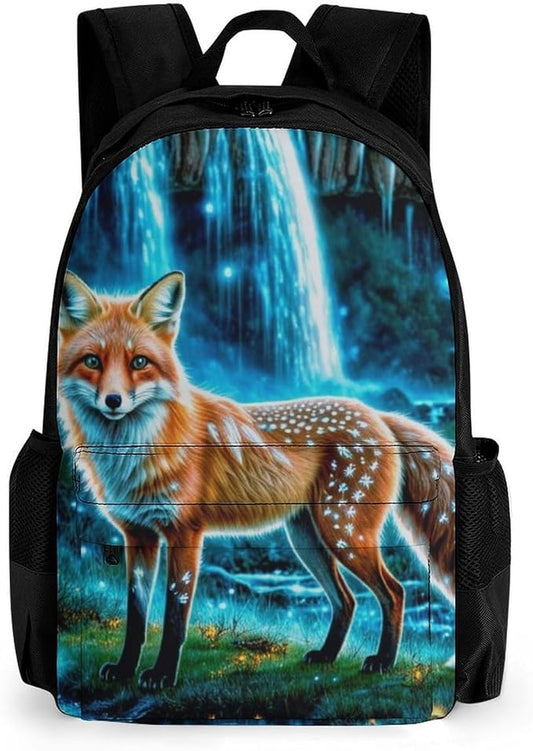 Rucksacks Lightweight Multipurpose Anti-Theft Magical Kitsune Fox Art Shoulder Bag Big Capacity Laptop Book Bag Rucksack With Padded Straps