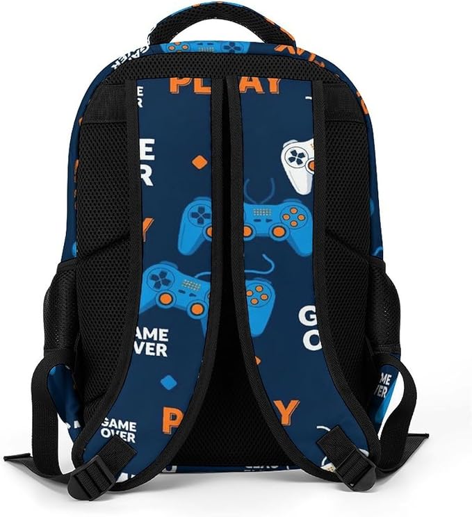 Water Resistant College Bookbag Play Video Game Weapon Games Art, Sturdy Laptop Backpack with Water Bottle Pockets for Men Women Travel Work