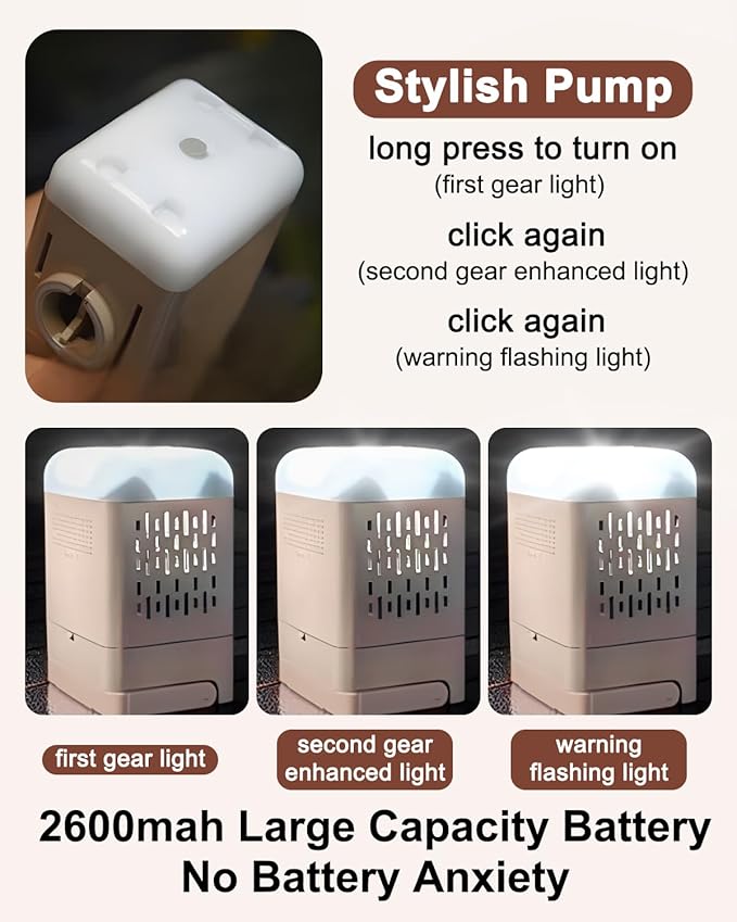 Luxury Air Mattress Queen with Built in Pump and Light,Queen Air Mattress with Built in Pump,15.8" Height,Self Inflating with Flocking Fabric, Ideal for Camping, Guests, and Hiking