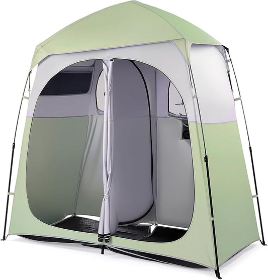 VINGLI 2 Room Shower Tent, 7.5 FT Instant Pop Up Shelter with Carrying Bag, Privacy Changing Room Tent,Perfect for Portable Toilet, Camping, Dressing, Outdoor Indoor, Easy Set Up