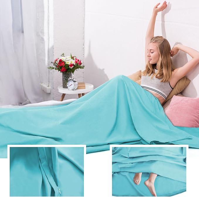 Sleeping Bag Liner,Travel Sheet & Adult Sleep Sack, Camping Sheets Travel Sleep Sack for Backpacking,Hotels & Hostels -Lightweight Single &Double Travel Sheet Camping Sheets