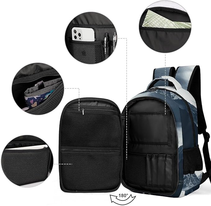 MUSM Dark Road to Mountains Backpack Anti Theft Laptop Backpacks Large Classical Travel Backpack Computer Bag Lightweight Hiking Back Pack Water Resistant Daypack Gift for Men & Women
