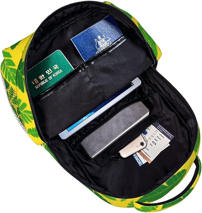 Daypack Lightweight Multipurpose Anti-Theft Banana Leaf Print Shoulder Bag Large Capacity Laptop Book Bag Rucksack With Adjustable Shoulder Straps