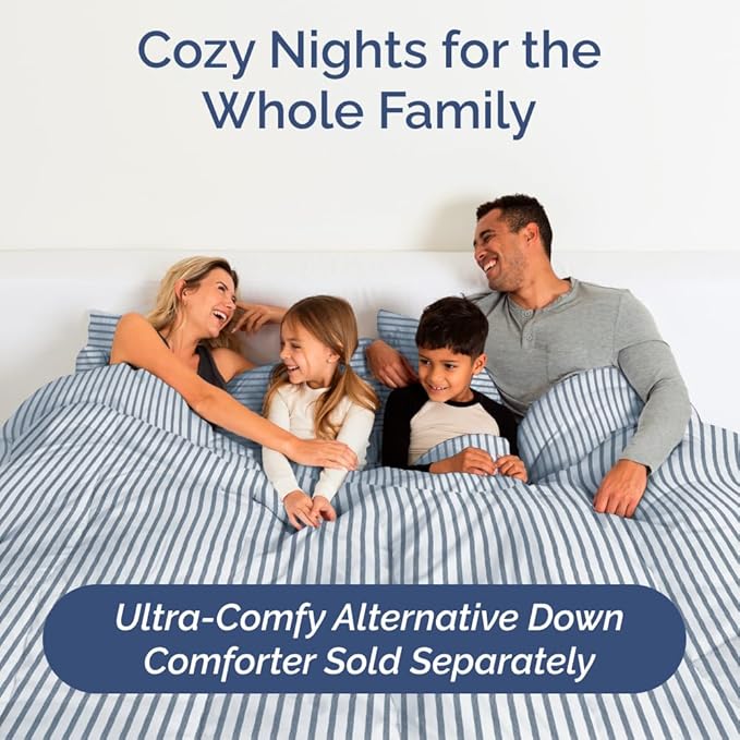 Full XL Bed Sheet - 4 Piece Full XL Bed Sheets Set - Soft, Breathable & Cooling - Hotel Luxury Bedding for Women, Men, Kids, Teens, Boys & Girls - Deep Pockets, Fade and Wrinkle Free - Blue Stripes