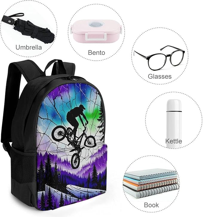 Supdreamc Lightweight Rucksack for Sports Travel Running, Big Capacity Multipurpose Anti-Theft Bookbag, Over The Mountains Motorcycle Motocross Art Travel and Sport Backpack Rucksack