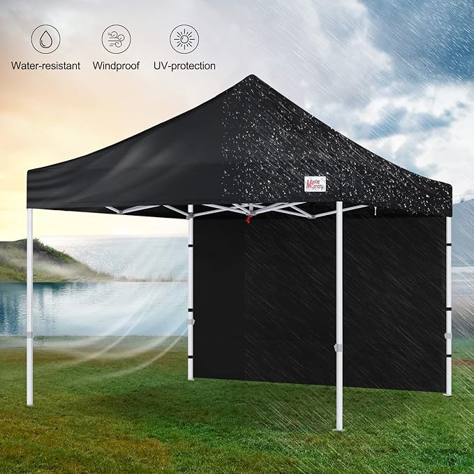 MASTERCANOPY 10x10 Premium Heavy Duty Pop Up Commercial Instant Canopy with Sidewalls(10x10 Black)