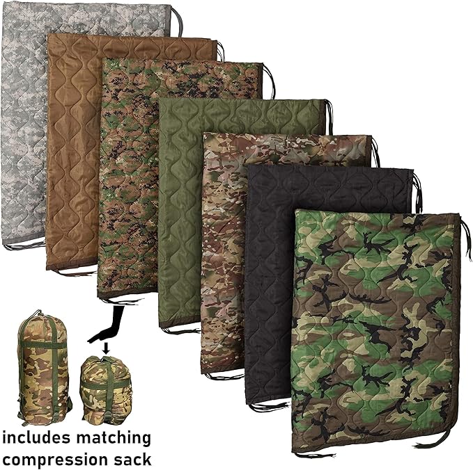 USGI Industries Military Woobie Blanket | Thermal Insulated Camping Blanket, Poncho Liner | Large, Portable, Insulation, Water-Resistant, for Hiking, Survival | Compression Carry Bag