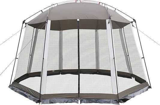 HYPER VENTURE Screen House 13x13 Feet Octagonal Mesh Canopy Camping Gazebo Shelter Tent for 8-10 People Outdoor Party Activities, Grey