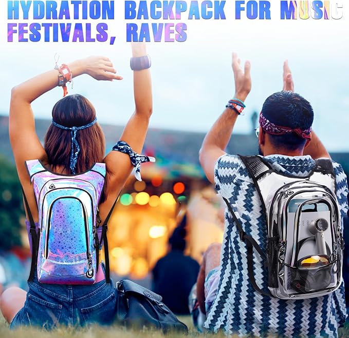 Hydration Backpack, Festival Rave Hydration Pack, Water Backpack with 2L Hydration Bladder, Rave Backpack Hydration Pack Hydropack Hydro for Hiking, Biking, Festivals, Raves