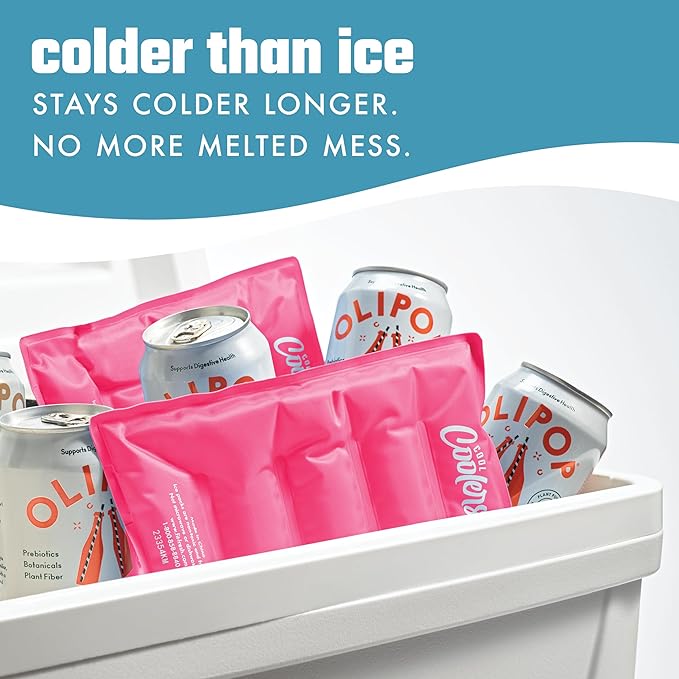Cool Coolers by Fit & Fresh 2 Pack XL Soft Ice Packs for Cooler, Flexible Stretch Nylon, Lunch Box Ice Packs, Large Reusable Freezer Packs, Hot Pink