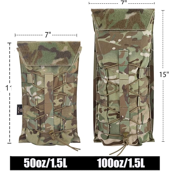 PETAC GEAR 1.5L / 3L Tactical Hydration Pack，Molle Carrier Pouch for 50 oz /100 oz Hydration Bladder Daypack Water Backpack.
