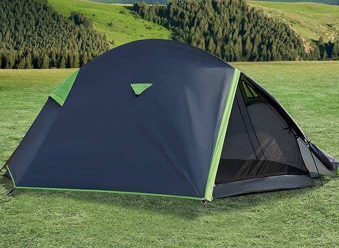 1 Person Backpacking Tent for Camping– Lightweight Double Layer Waterproof Camping Tent, Easy Setup Shell Tent for Hiking, Hunting, Motorcycle Trave, Grey