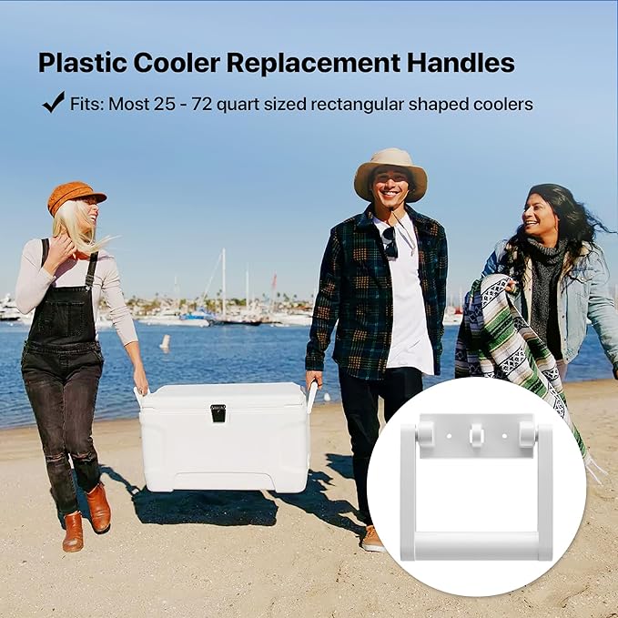 Replacement Cooler Handles Parts for 25-72 Qt Coolers,High Strength Plastic Cooler Handles and Screws Kit -2 Pack