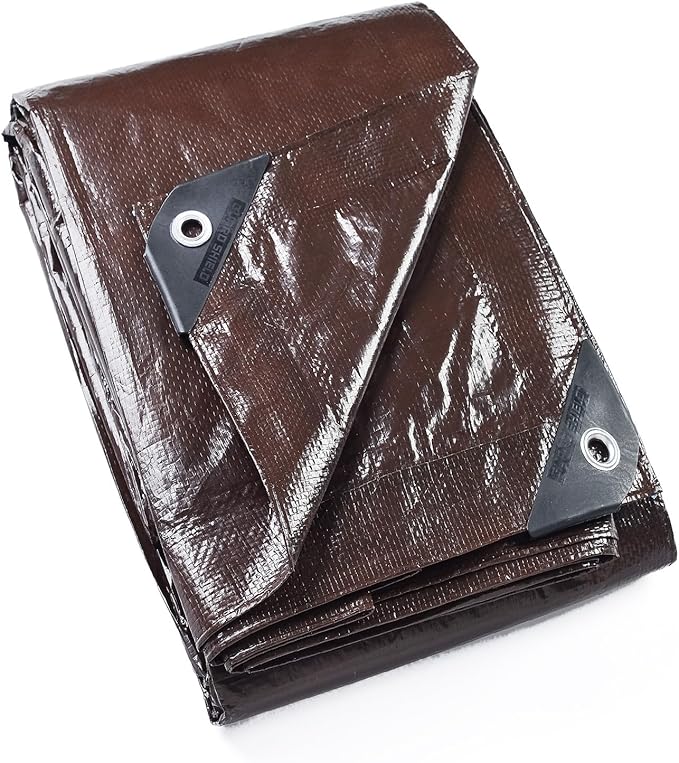 GUARD SHIELD Brown Tarp 10x12 Feet Waterproof Tarps Lightweight Camping Tarp Outdoor Multi Purpose Poly Cover 6mil