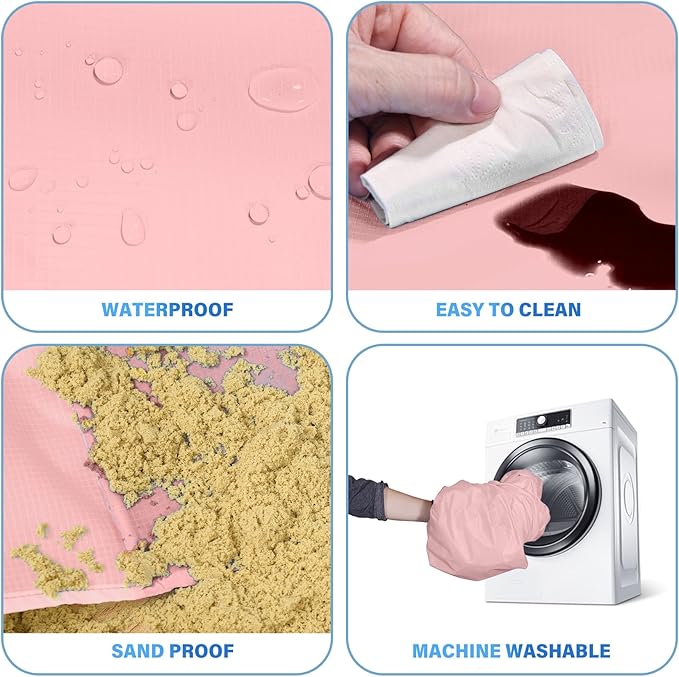 BYDOLL Beach Blanket Waterproof Sandproof Large 78''×81''/10'×9' Sand Free Oversized Sandless Picnic Mat Water Proof Packable Lightweight Blanket for Beach Camping Hiking Travel