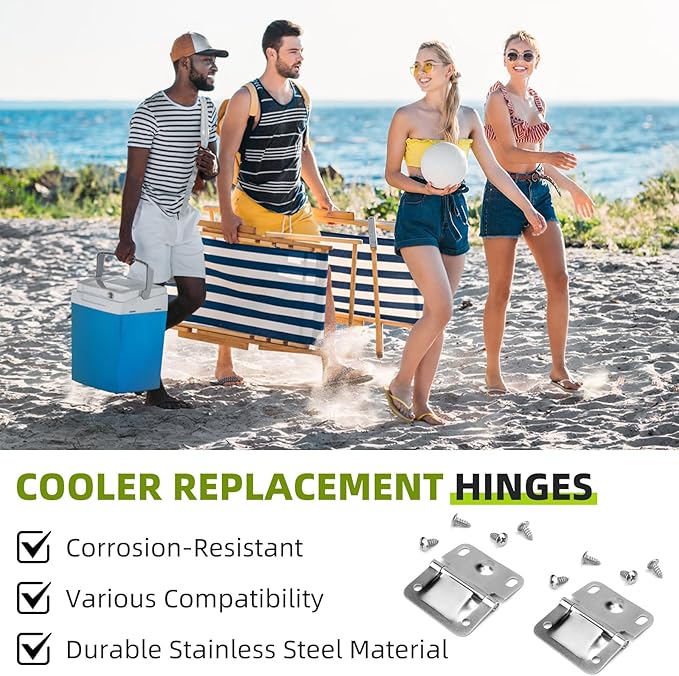 Cooler Stainless Steel Hinge Replacement for Coleman Cooler Hinges 6262 6270 5235 5250 5286b, Camping Cooler Accessories, Ice Chest Stainless Steel Hinges (2 PCS)