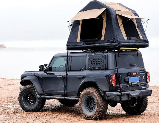 4x4 Offroad Car Roof Top Tent Amphibious Inflatable Tent with Ladder for Camping(with Ladder, Two Tone Style, Khaki Black)