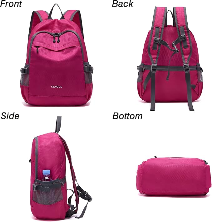 YZAOLL 20L Small Hiking Backpack Lightweight Day Packs, Packable Backpack for Women Men Travel Camping Vacation,Rose