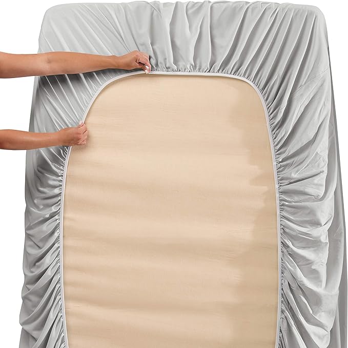 Clara Clark Full Sheets, 6 Piece Set - Hotel Luxury Bed Sheets, Super Soft Bedding Set, Full Size, Silver