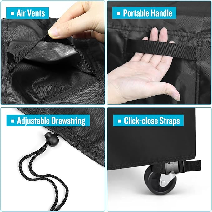Kingling Cooler Cover Fits 57 Quart Outdoor Kitchen Cooling Bins, Waterproof Patio Ice Chest Outdoor Cooler Cart Cover Black - 28''L x19''W x30''H Inch(Black)