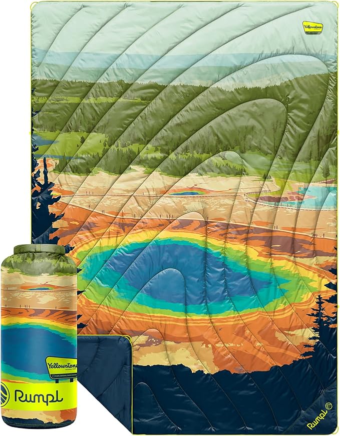 Rumpl Original Puffy Yellowstone National Park Blanket for Camping and Outdoors, V2, Yellowstone
