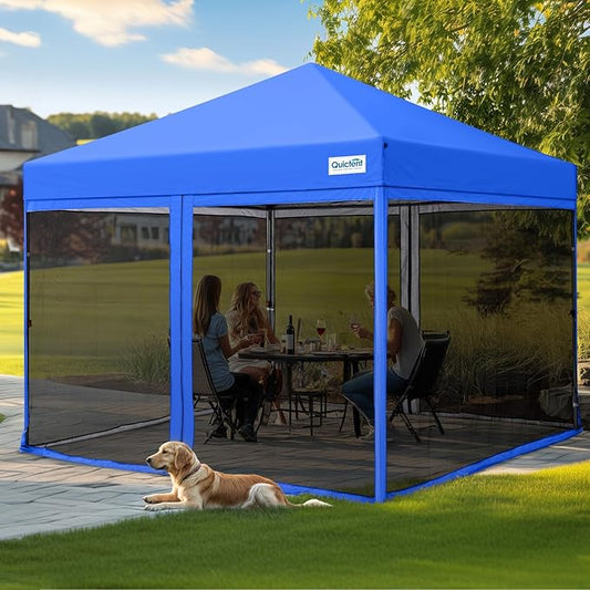 Quictent 8'x8' Pop up Screened Canopy Tent with Mosquito Netting, Portable Easy up Outdoor Screen House Shelter for Patio, Camping and Picnic, Includes Wheeled Carry Bag