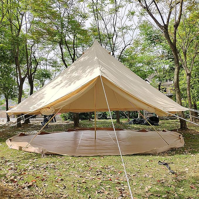 GeRRiT Pyramid Round Bell Tent Canvas Yurt Tent with Zipped Groundsheet, 4 Season Large Family Teepee Tents for Family Outdoor Camping, Diameter 3M/4M/5M/6M Cotton/Canvas