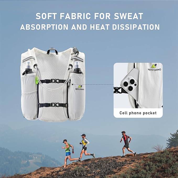 N NEVO RHINO Running Vest, Lightweight Hydration Vest, Insulated Water Backpack with 1.5L Water Bladder for Hiking, Trail, Running,Marathons,Cycling