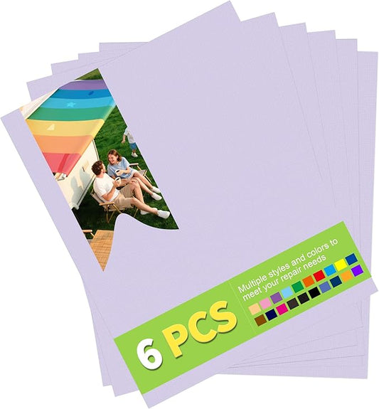 7x9in Nylon Repair Patch，Tent Repair Kit，Self Adhesive Waterproof Fabric Repair Tape for Tent, Umbrella, Sleeping Bag, Down Jackets,Knapsack. （Purple,6ps）