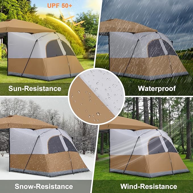 KAMPKEEPER Canopy Side Tent,4-6 Person Camping Cube Tent for 10x10 Pop Up Canopies,Easy Up Gazebo with Window,Compatible with 10' Wide Canopy Tents