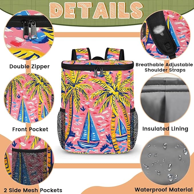 Backpack Cooler,Soft Lightweight Leakproof Cooler Backpack,13L Insulated Cooler Bag,Keeps 30 Cans Hot/Cold for Up to 8 Hours,Waterproof Lunch Backpack for Men Women