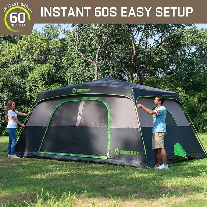 4/6/8/10 Person Instant Tent, Waterproof Pop Up Tents for Camping with Rainfly, 60 Seconds Easy Setup, Automatic Cabin Tent for Family Camping with Expandable Carry Bag & Upgraded Ventilation